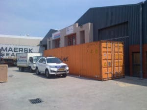 Shipping container outside Aidan K