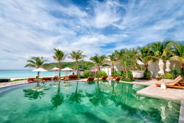 tropical resort overlooking the ocean