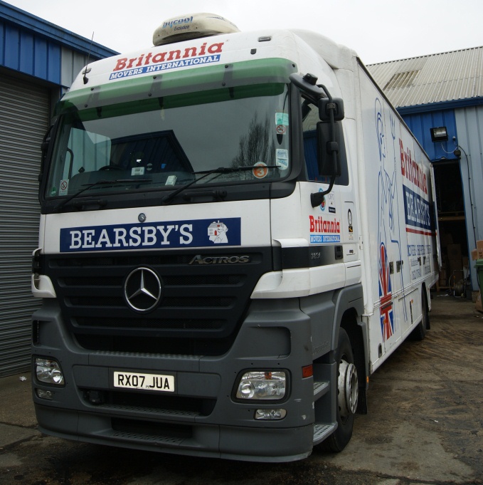 Britannia bearsbys removal truck in at the warehouse 